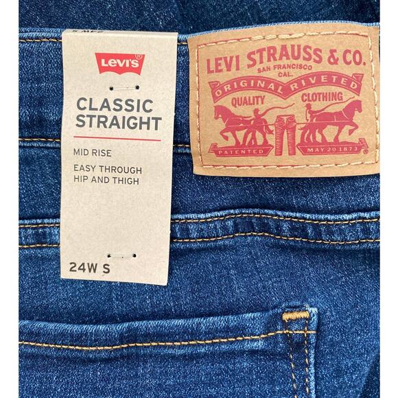 Levi's Womens 414 Classic Straight Blue Denim Jeans NEW 24W Short - Picture 7 of 11